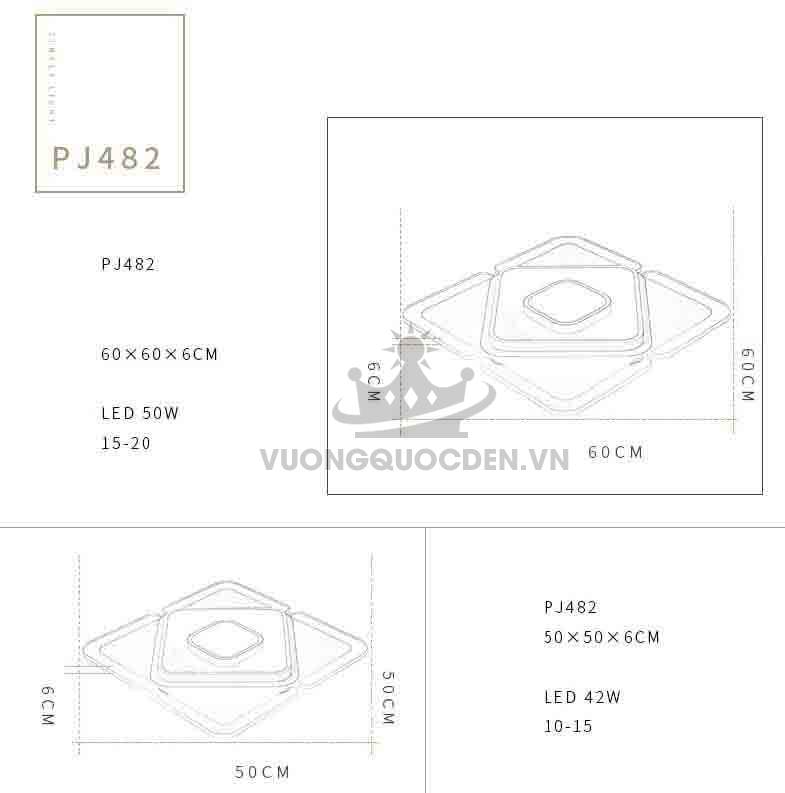 Đèn ốp trần LED hình vuông PJ482-4